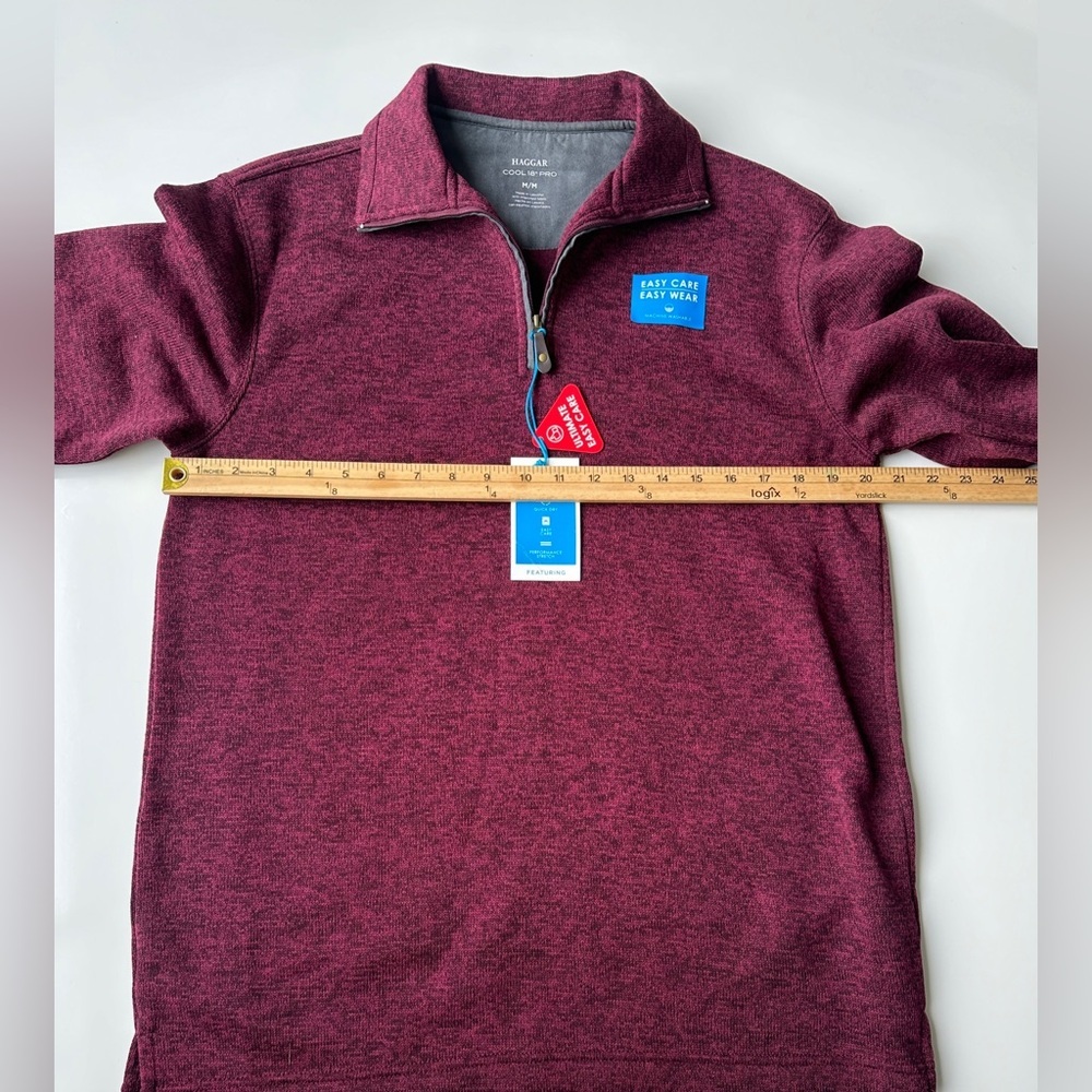 NWT Haggar Cool 18 Pro Maroon Quarter 1/4 Zip Sweater Sweatshirt Men’s Medium - Picture 6 of 7